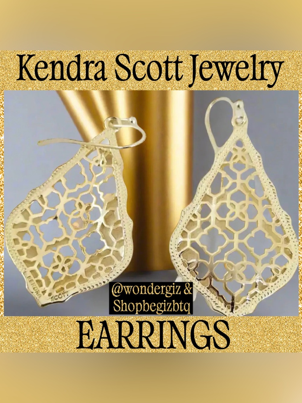 Kendra Scott Authentic Addie Gold Filigree Drop Earrings